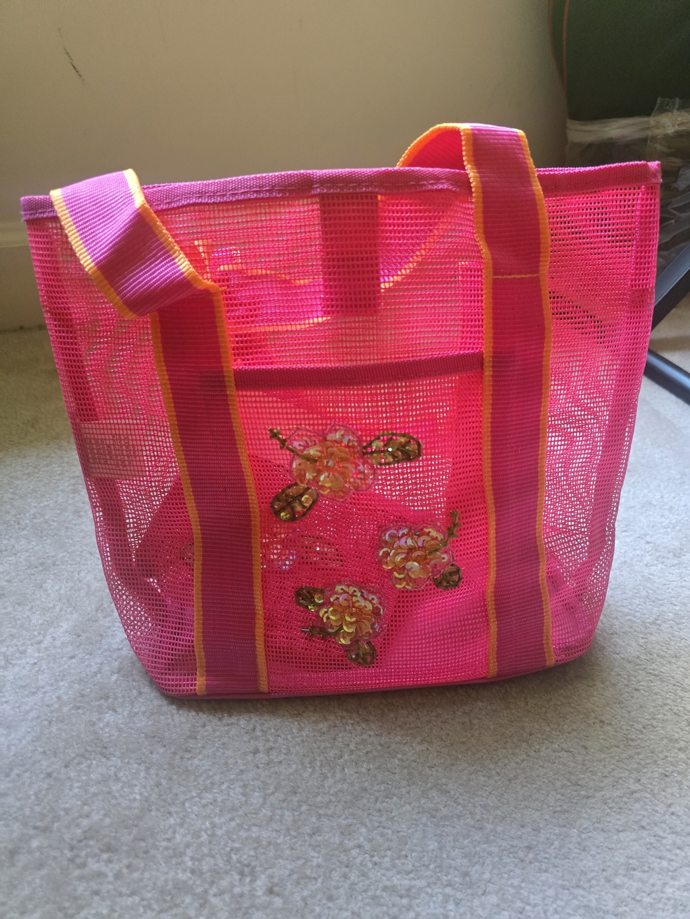 Pink Floral Mesh Tote Bag Sears